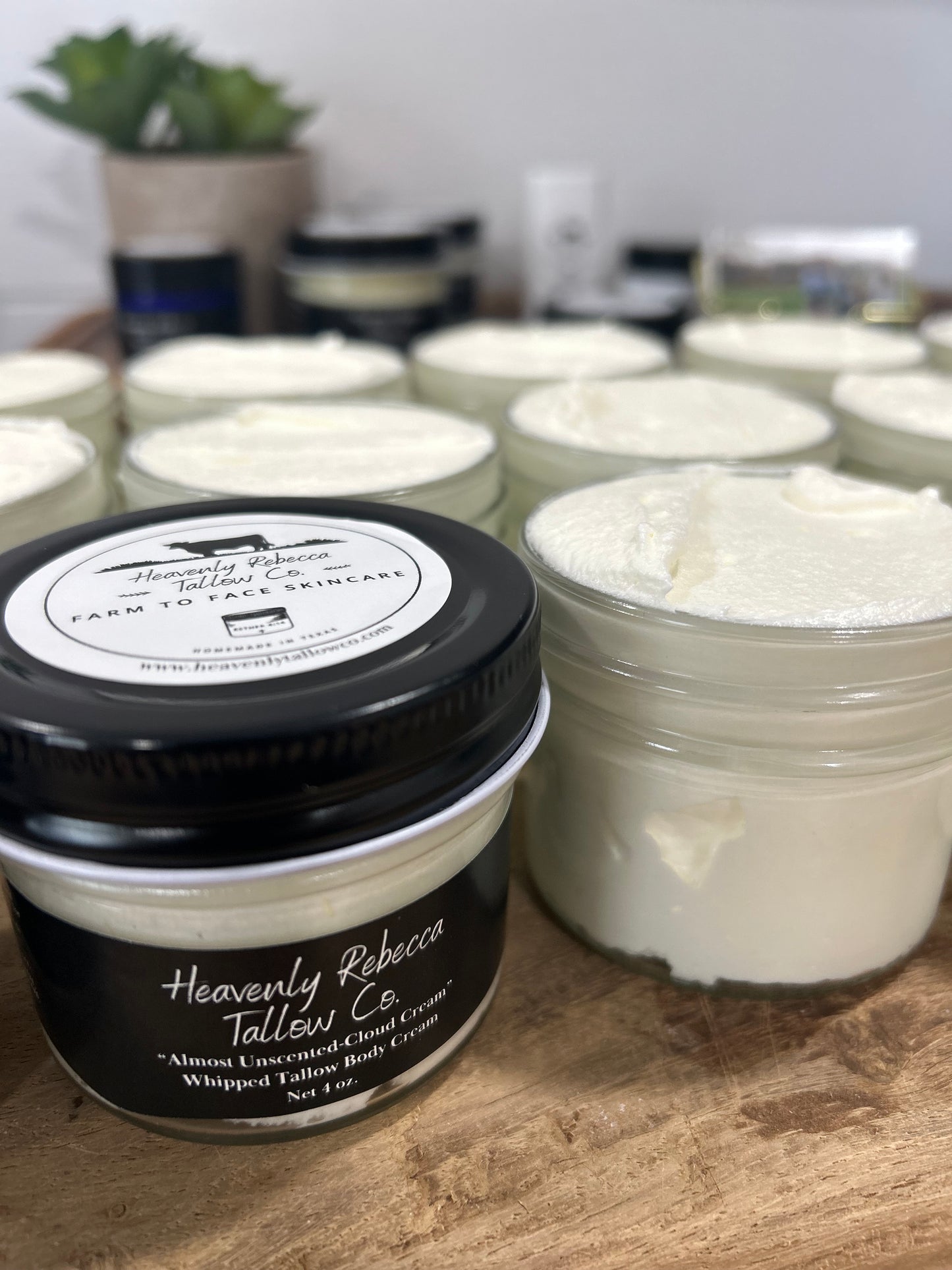 “Almost Unscented”-Cloud Cream-Whipped Beef Tallow Body Cream - 4oz glass jar