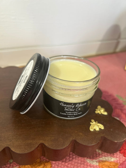 “Golden Glow”-Vanilla Tallow Body Salve-4oz glass jar
