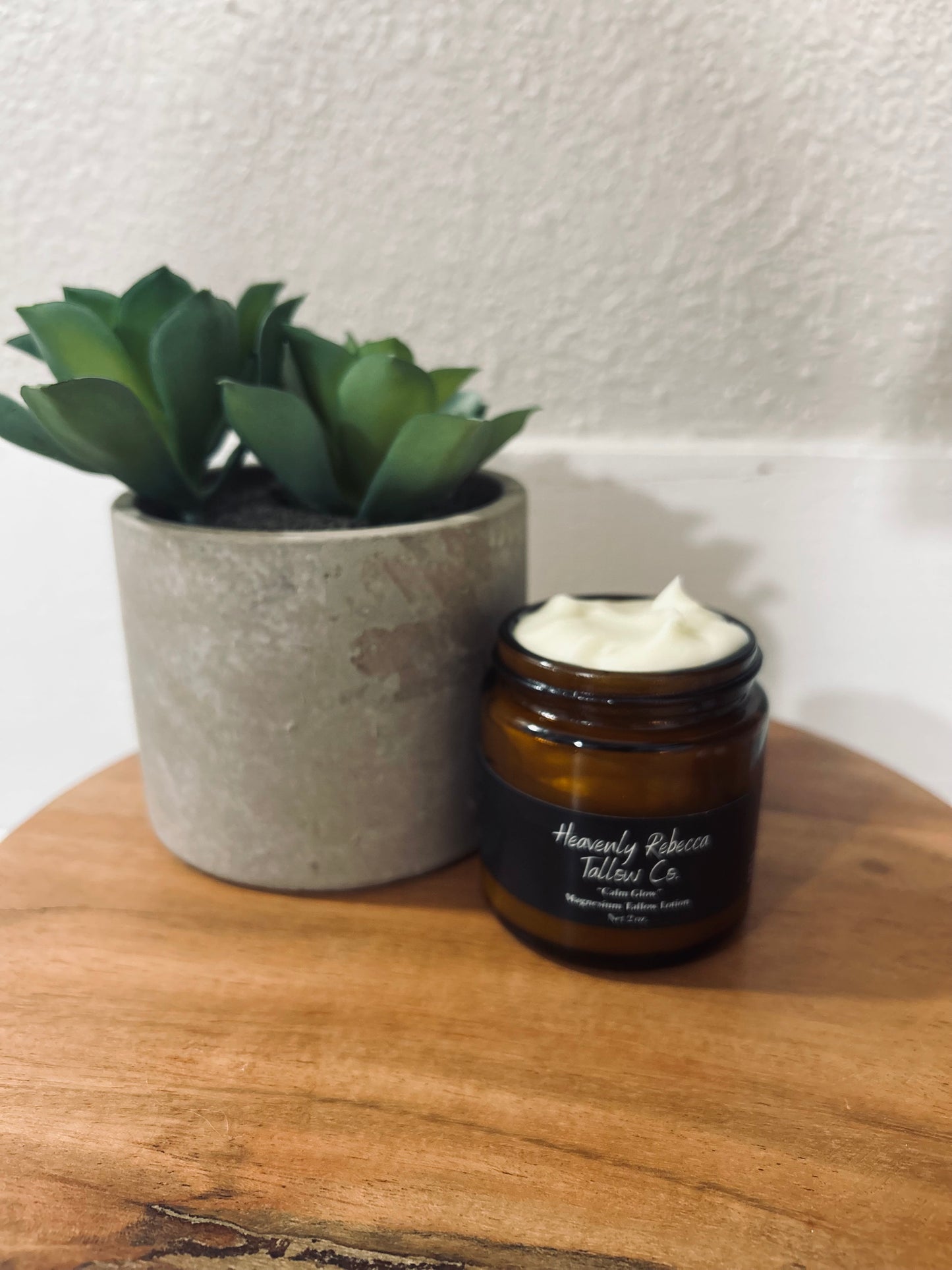 “Calm Glow” Magnesium Tallow Lotion-4oz Amber Glass Jar