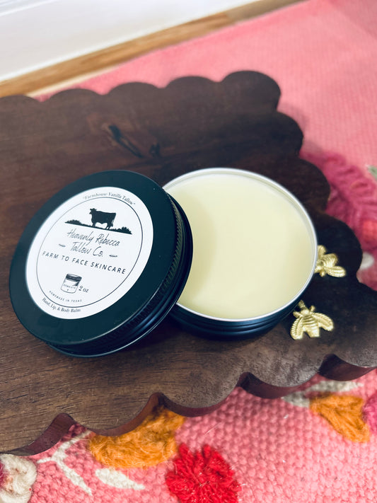 “Farmhouse Vanilla Tallow-” Hand, Lip & Body Balm 2oz tin can