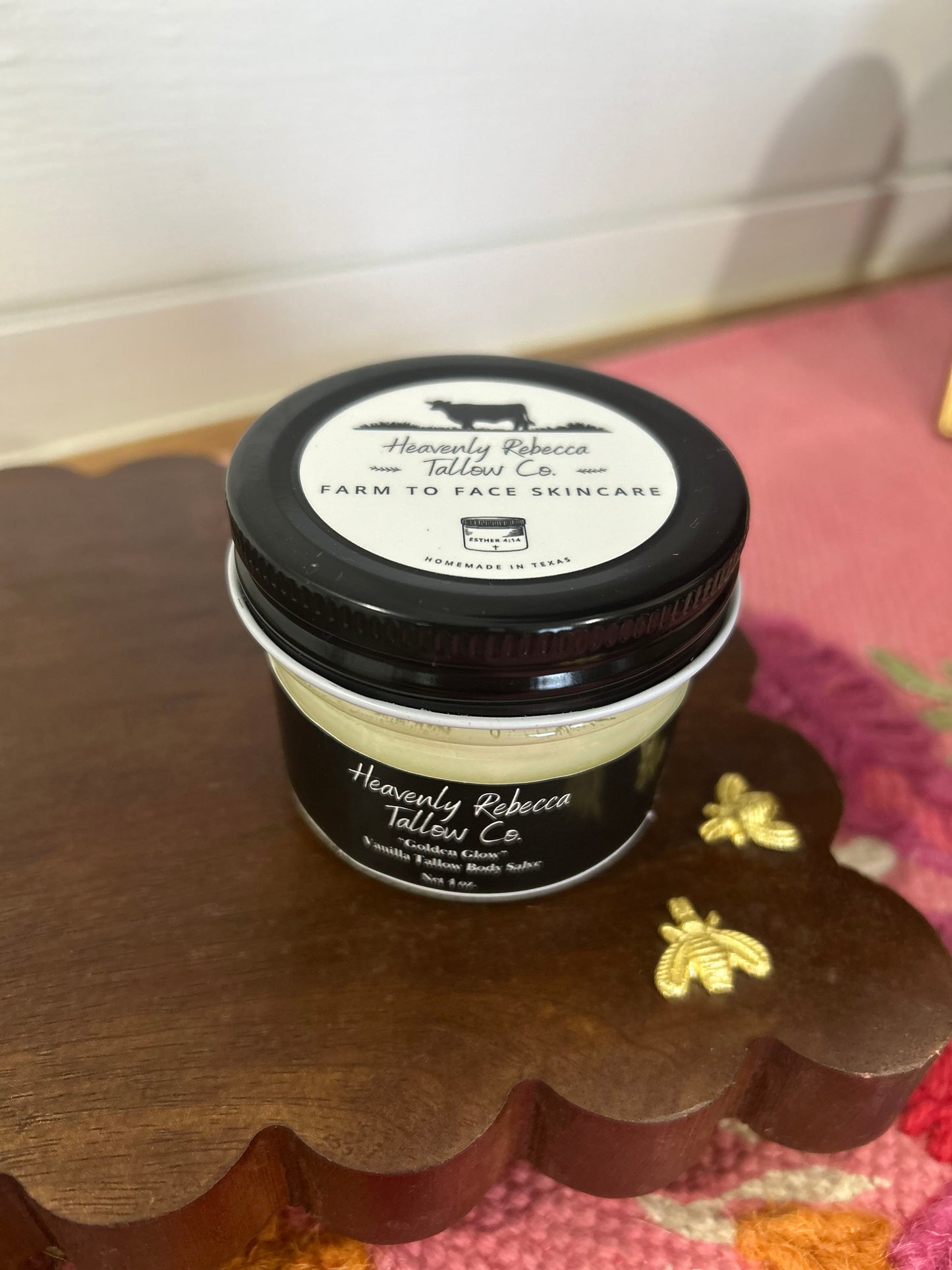 “Golden Glow”-Vanilla Tallow Body Salve-4oz glass jar