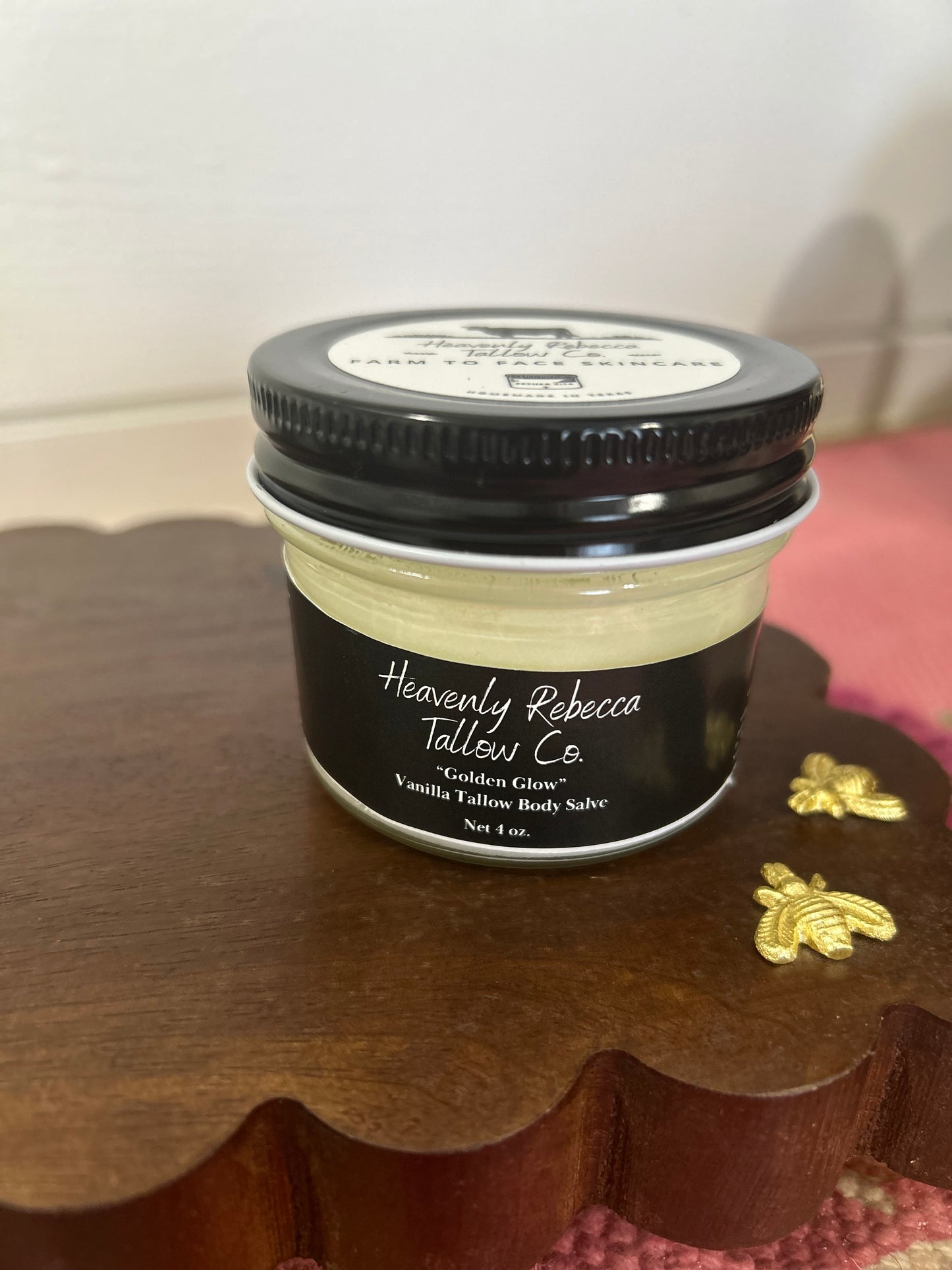 “Golden Glow”-Vanilla Tallow Body Salve-4oz glass jar